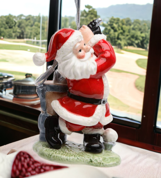 Ceramic Christmas Santa Golfing Ornament Home Décor Gift for Her Mom Him Dad Christmas tree Décor Wall Decor - Holiday