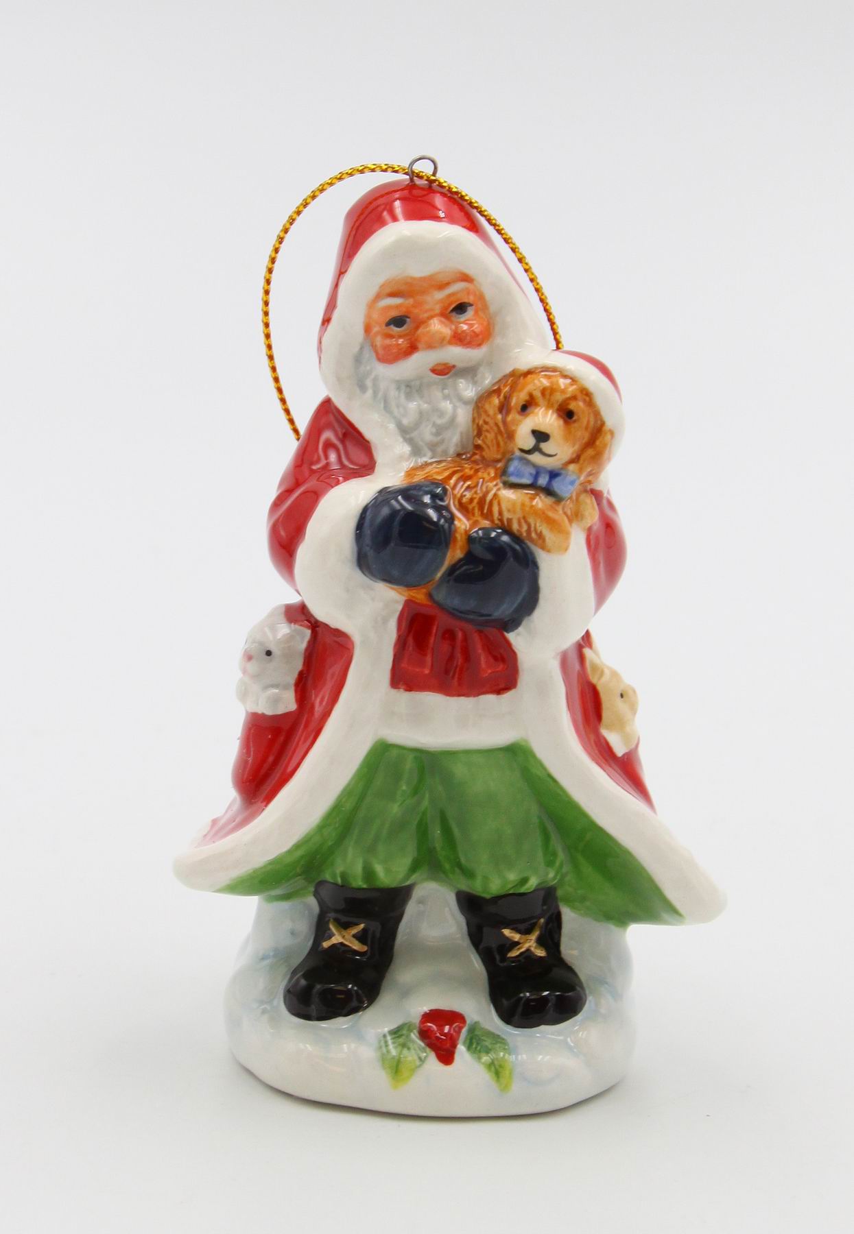 Ceramic Christmas Santa Holding A Dog Ornament Home Décor Gift for Her Gift for Mom Kitchen Décor Christmas Décor Dog