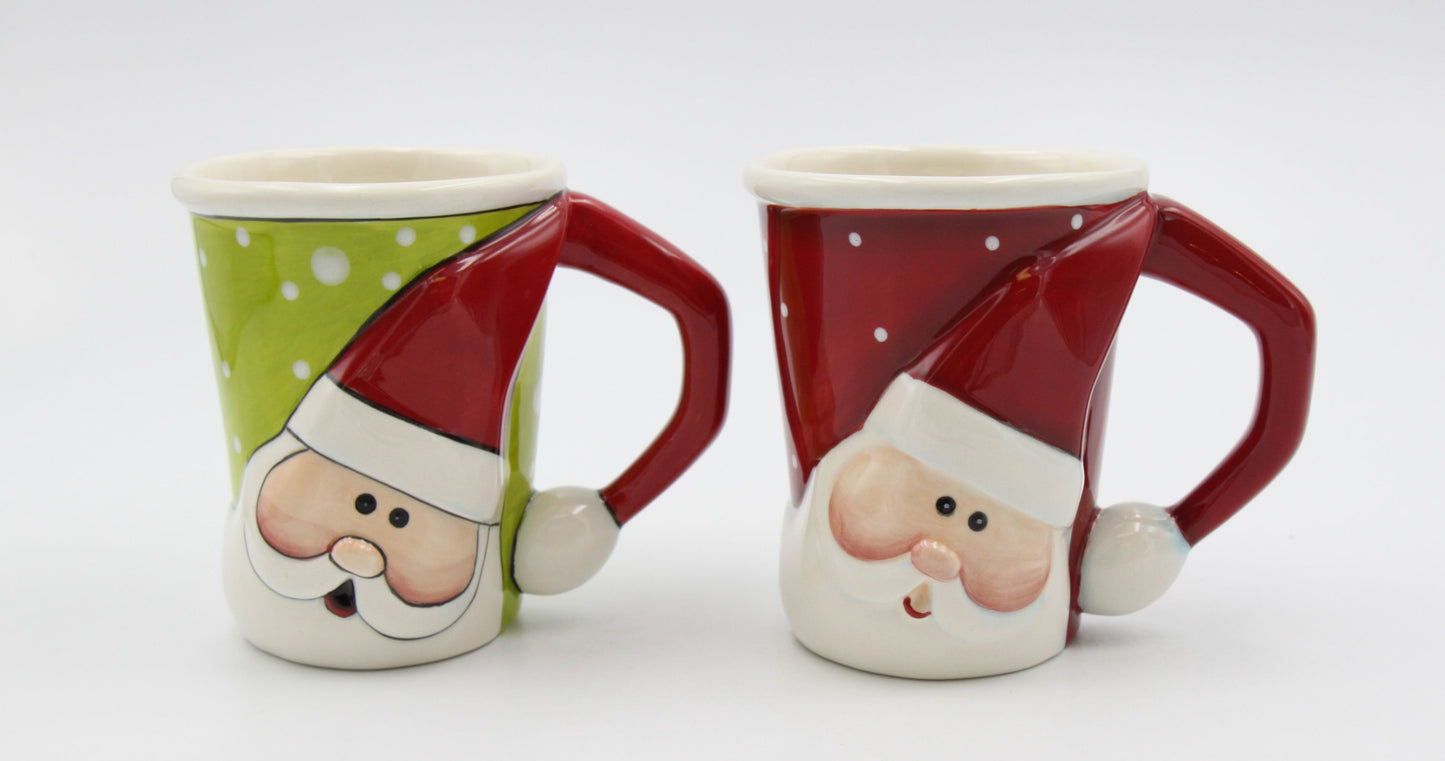 Ceramic Christmas Santa Mug (Set of 2) Home Décor Gift for Her Gift for Mom Kitchen Décor Christmas Décor - Mugs