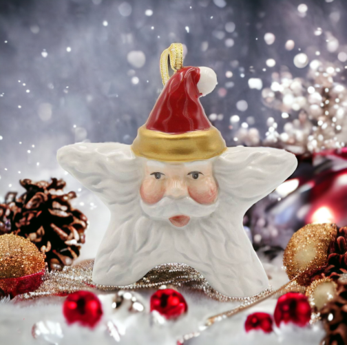 Ceramic Christmas Santa Star Ornament Home Décor Gift for Her Gift for Mom Kitchen Décor Christmas Décor - Holiday