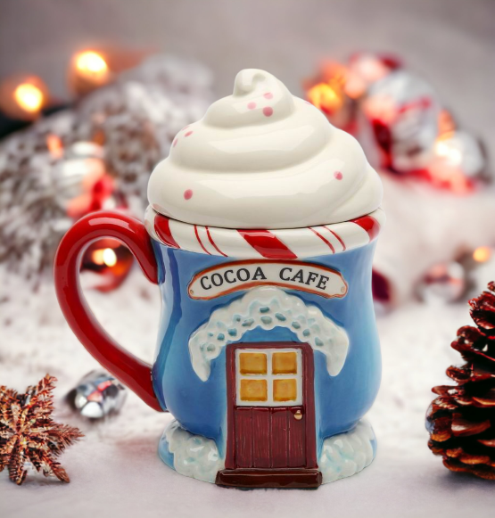 Ceramic Christmas Santa’s Village Covered Mug Home Décor Gift for Her Gift for Mom Kitchen Décor Christmas Décor - Mugs