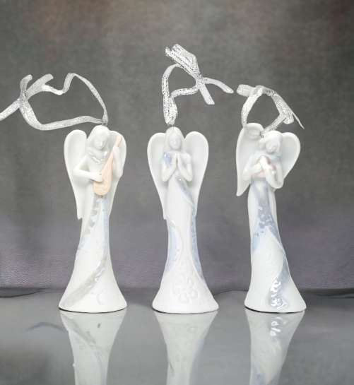 Ceramic Christmas Tree Angel Ornaments-Set of 3 Home Décor Gift for Her Gift for Mom Religious Décor Christmas Décor