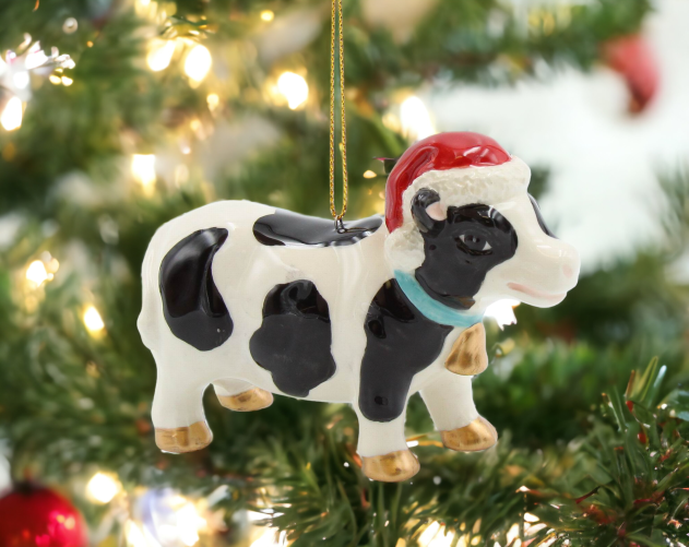 Ceramic Christmas Tree Cow Ornament Home Décor Gift for Her Gift for Mom Kitchen Décor Farmhouse Décor Christmas Decor