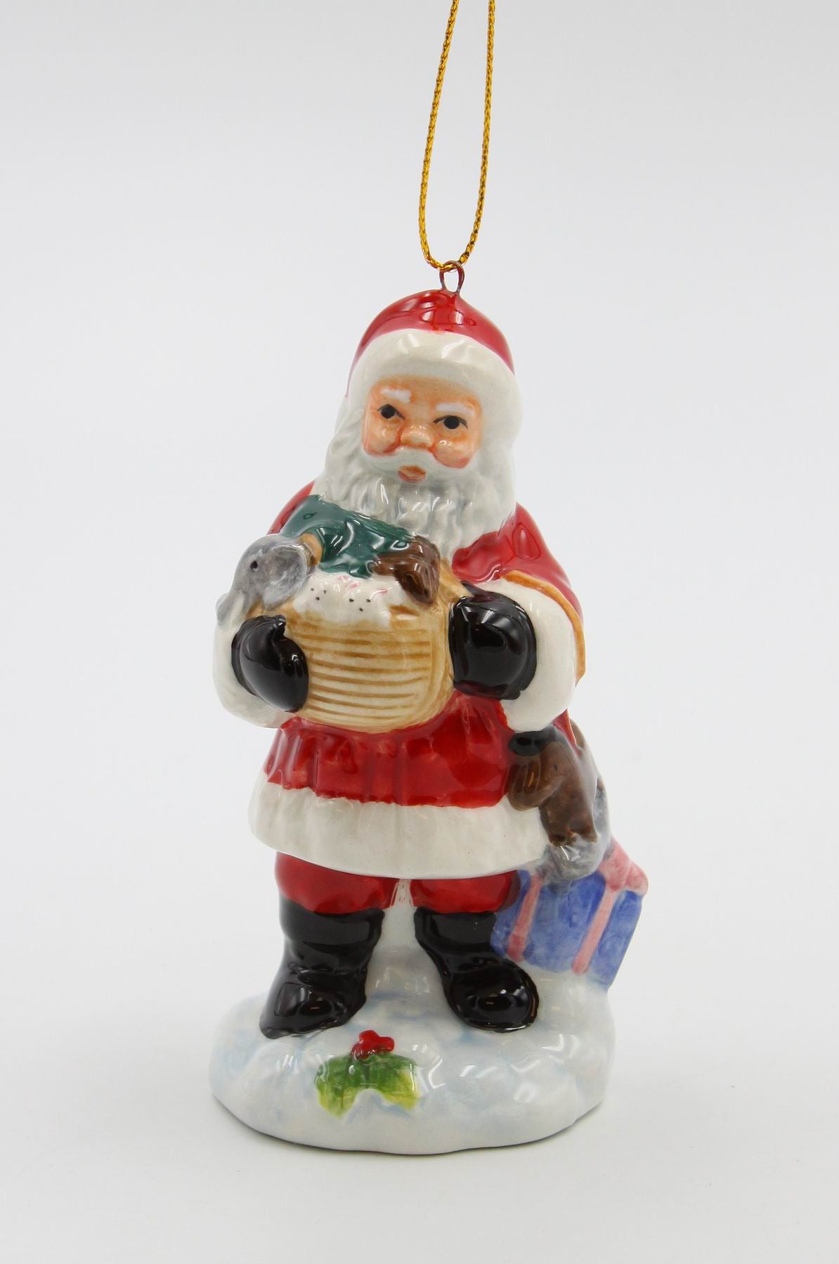 Ceramic Christmas Tree Ornament of Santa Claus Holding Noah’s Ark Christmas Decor Religious Decor Gift for Her