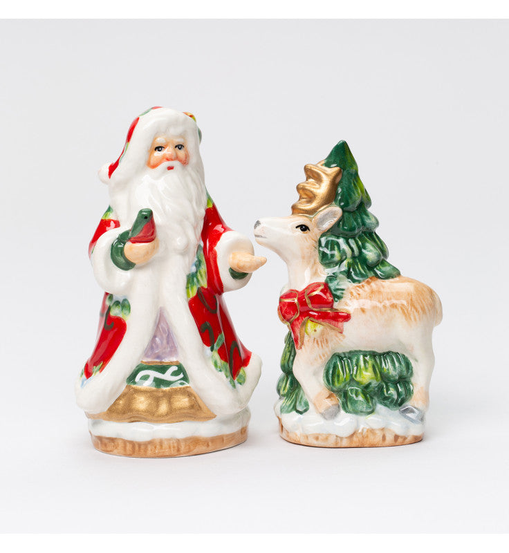 Ceramic Christmas Victorian Harvest Santa & Reindeer Salt & Pepper Shakers Home Décor Gift for Her Gift for Mom Kitchen