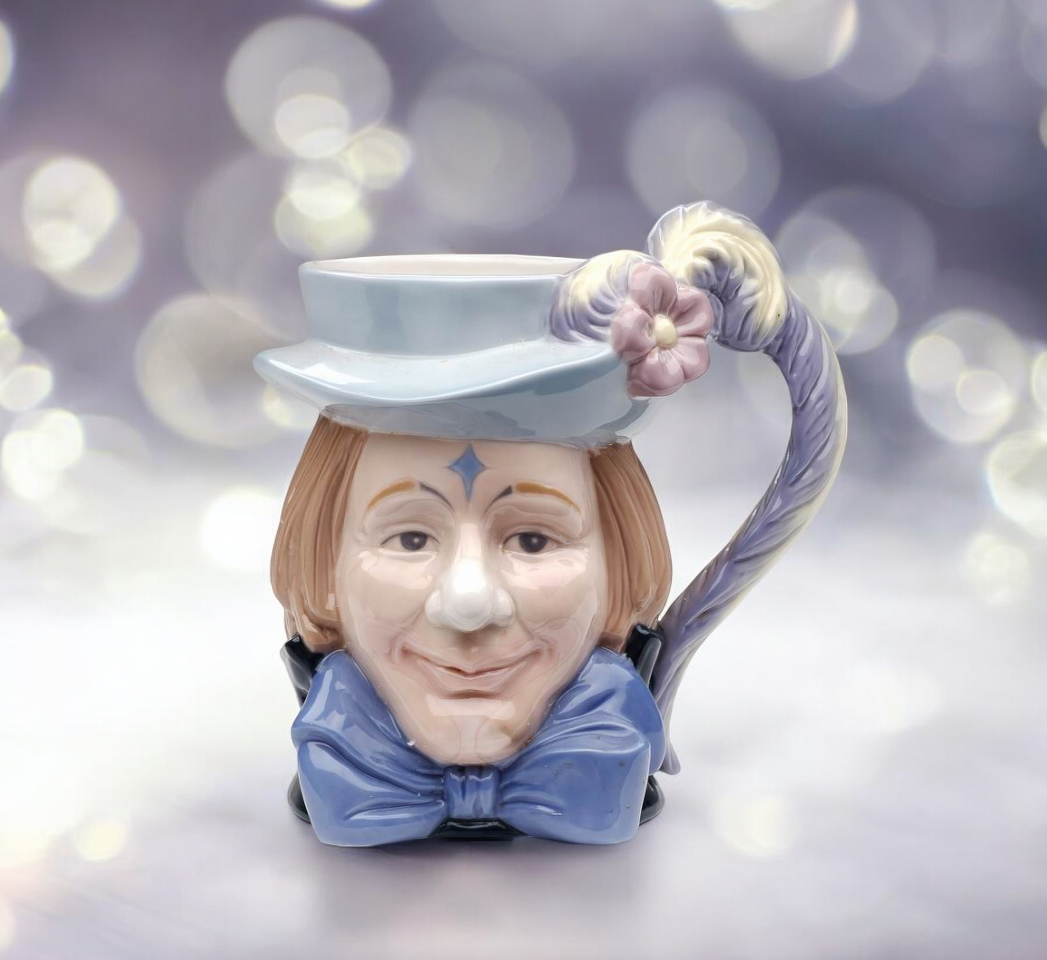 Ceramic Clown with Bowtie Flower Vase Gift for Circus Lover Home Decor Gift for Her - vase