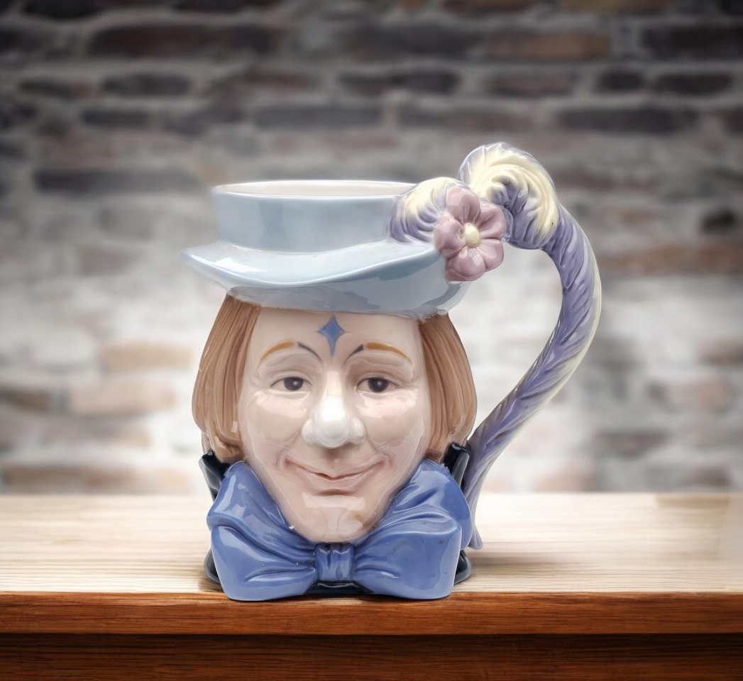 Ceramic Clown with Bowtie Flower Vase Gift for Circus Lover Home Decor Gift for Her - vase