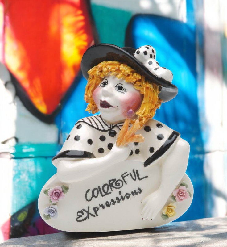 Ceramic Colorful Expressions Lady Figurine Home Decor Gift for Her - Figurine