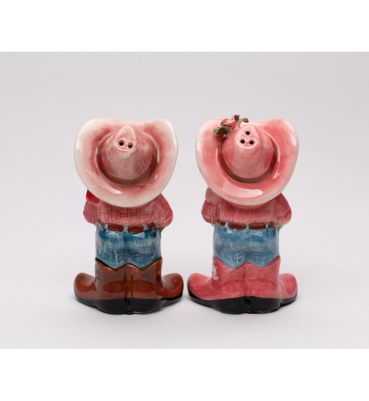 Ceramic Cowboy and Cowgirl Frog Salt and Pepper Shakers Frog Lover Gift Farmhouse Kitchen Decor Gift for Her - Salt &