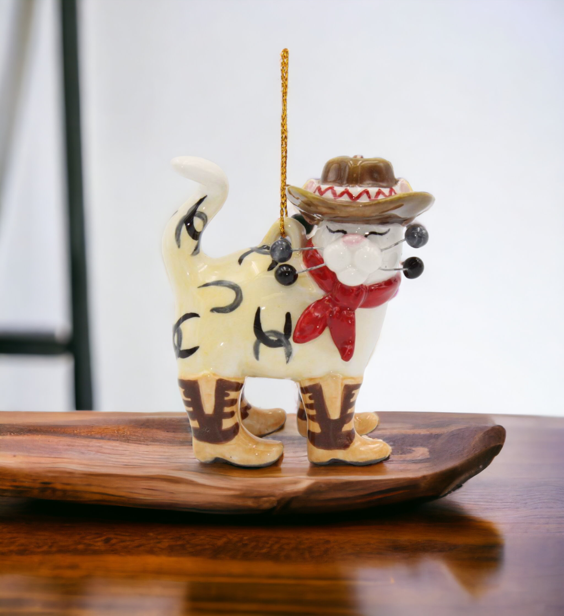 Ceramic Cowboy Cat Ornament Home Décor Gift for Her Gift for Mom Gift for Cowboy Cowgirl Cat Lovers Gift Pet Loss Gift
