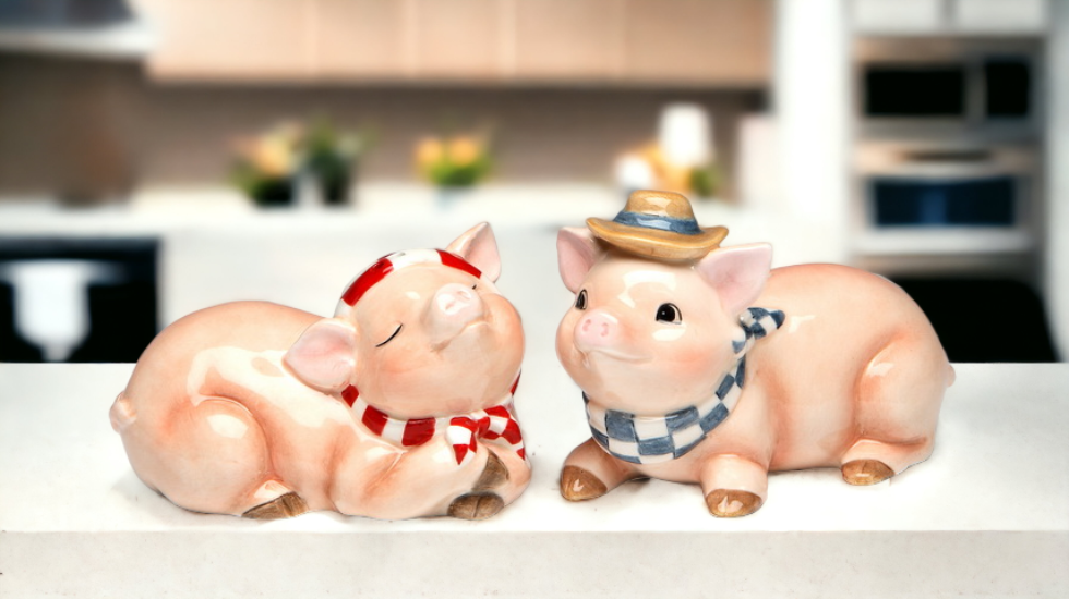 Ceramic Cowboy Pigs Salt & Pepper Shakers Home Décor Gift for Her Gift for Mom Kitchen Décor Farmhouse Décor - Salt &