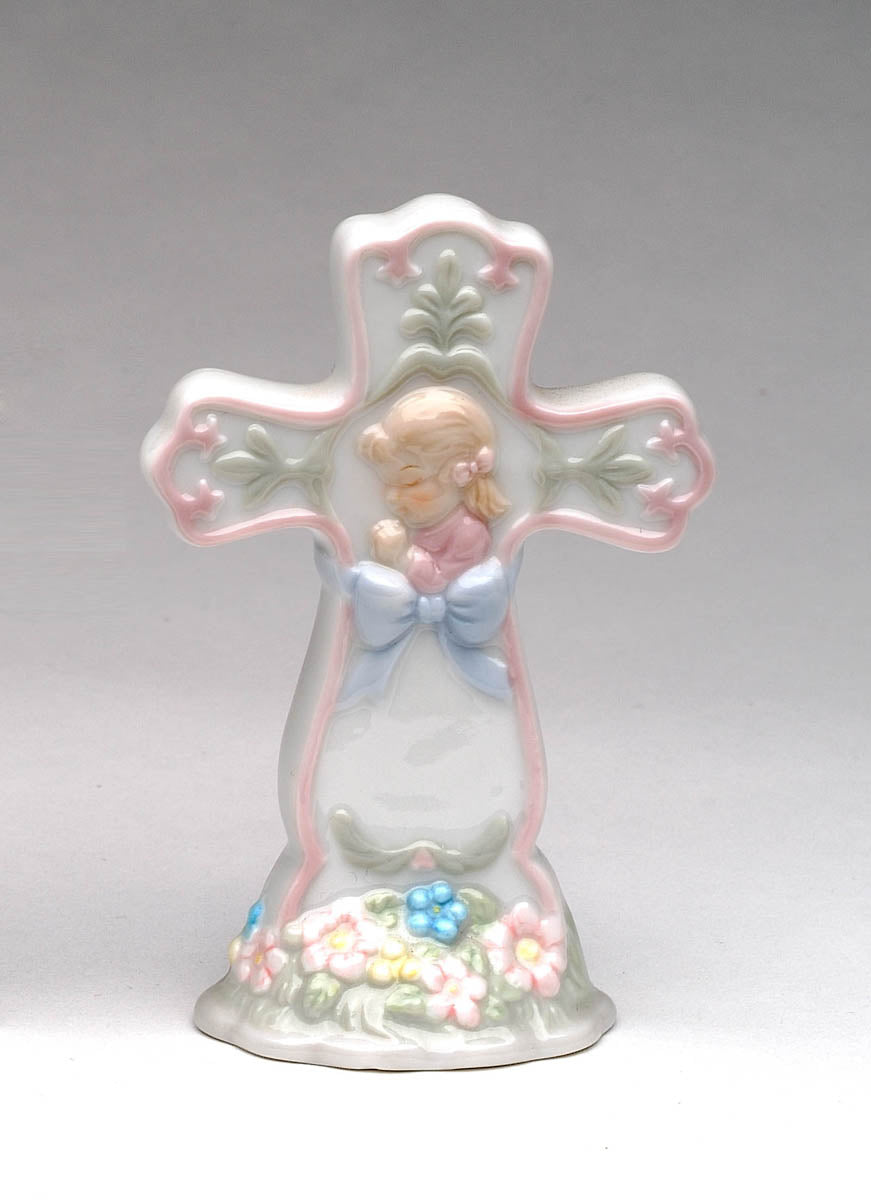 Cross Girl With Blue Ribbon - kevinsgiftshoppe