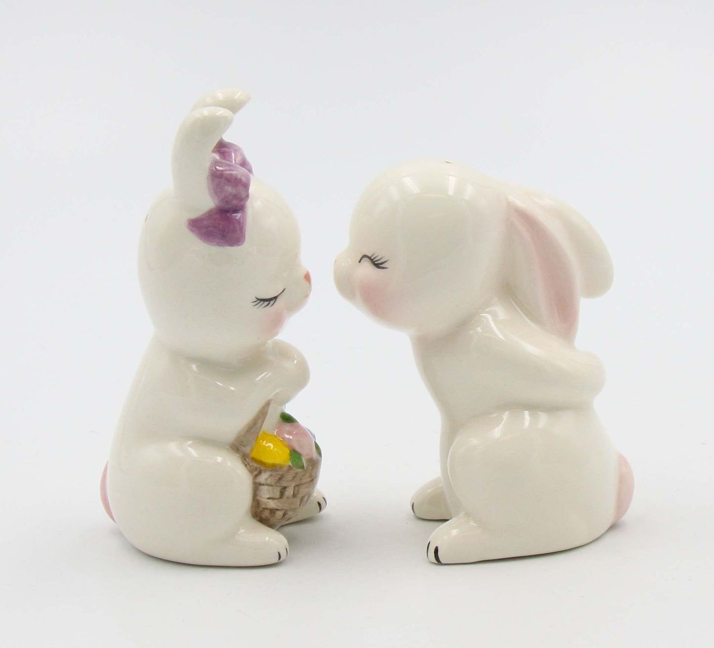 Ceramic Cute Easter Bunny Rabbit Couple Salt and Pepper Shakers Home Décor Gift for Her or Mom Kitchen Décor Spring