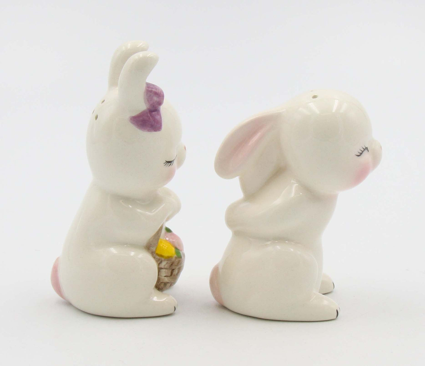 Ceramic Cute Easter Bunny Rabbit Couple Salt and Pepper Shakers Home Décor Gift for Her or Mom Kitchen Décor Spring