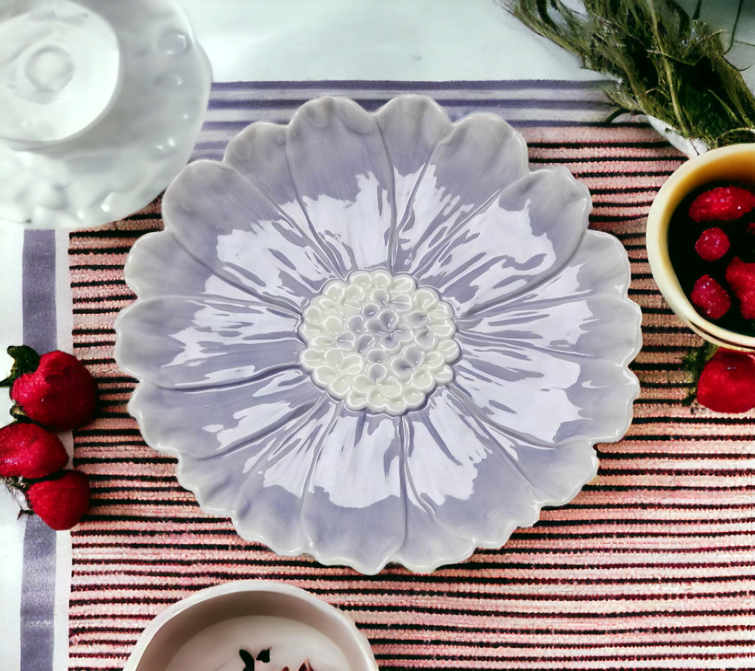 Ceramic Dahlia Flower Plates - Set Of 2 Home Décor Gift for Her Gift for Mom Nature Lover Décor Cottagecore Cafe Decor