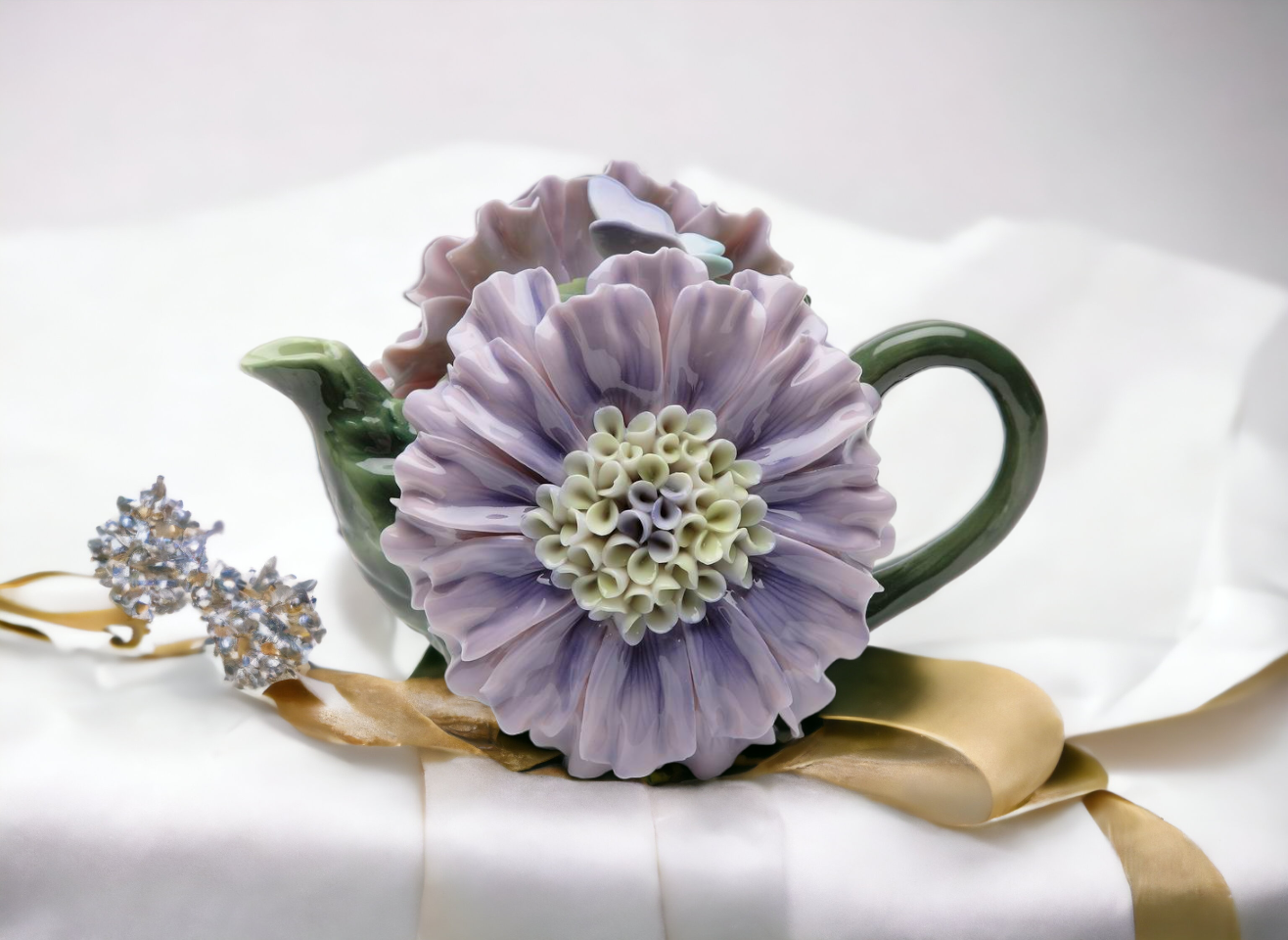 Ceramic Dahlia Flower Teapot Gift for Her Gift for Mom Tea Party Décor Café Décor Spring Kitchen Decor - teapot