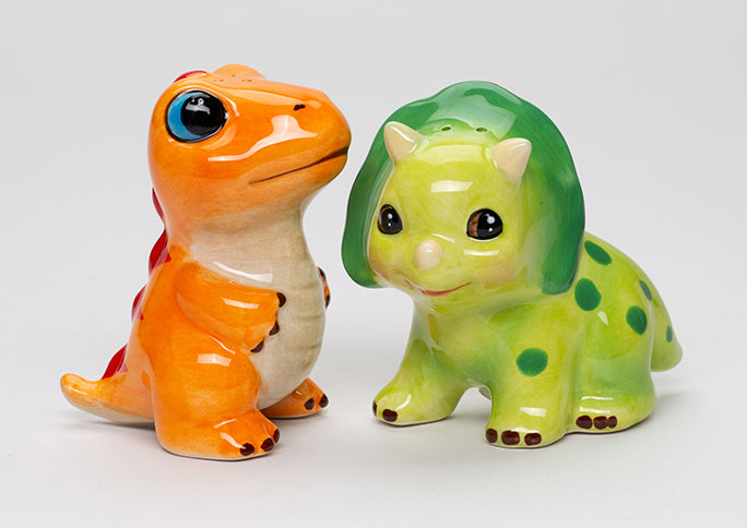 Ceramic Dinosaurs Salt and Pepper Shakers Children’s Room Decor Gift for Boy - Salt & Pepper Shakers