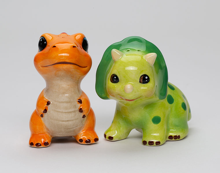 Ceramic Dinosaurs Salt and Pepper Shakers Children’s Room Decor Gift for Boy - Salt & Pepper Shakers