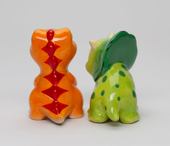Ceramic Dinosaurs Salt and Pepper Shakers Children’s Room Decor Gift for Boy - Salt & Pepper Shakers