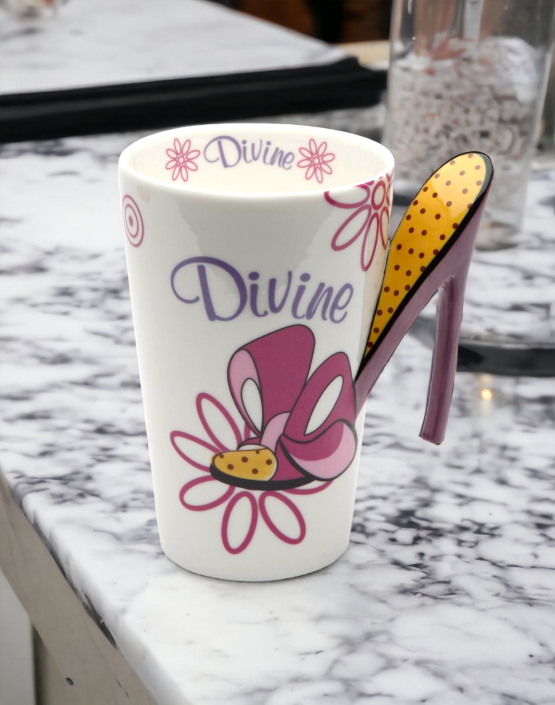 Ceramic Divine Dotted High Heels Coffee Mug Home Décor Gift for Her Mom Friend or Coworker Kitchen Décor Office Decor