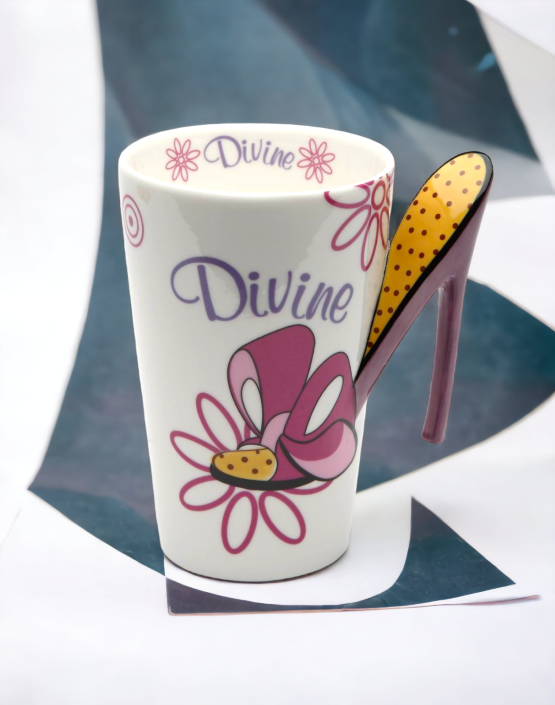 Ceramic Divine Dotted High Heels Coffee Mug Home Décor Gift for Her Mom Friend or Coworker Kitchen Décor Office Decor