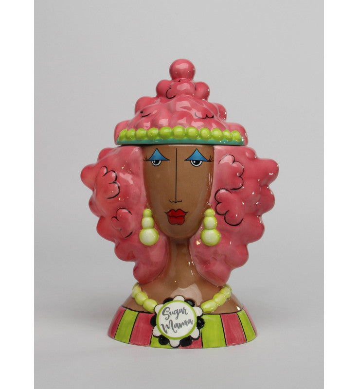Ceramic Dollymama African American Pink Hair Cookie Jar Kitchen Decor Cafe Decor Gift for Her - cookie jar