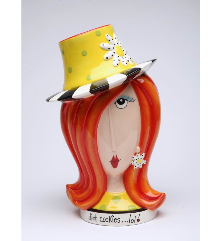 Ceramic Dollymama’s Daisy Lady Cookie Jar Kitchen Decor Cafe Decor Gift for Her - cookie jar