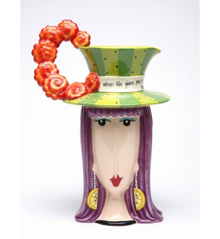 Ceramic Dollymama’s Lemon With Vodka Pitcher By Joey Llc Lemonade Lover Ladies Party Decor Gift for Her Kitchen Decor