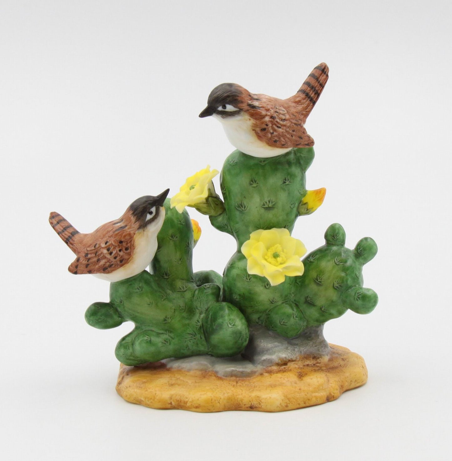 Ceramic Double House Wren Birds with Flowers Figurine Home Décor Gift for Her Mom Kitchen Décor Birdwatcher Gift