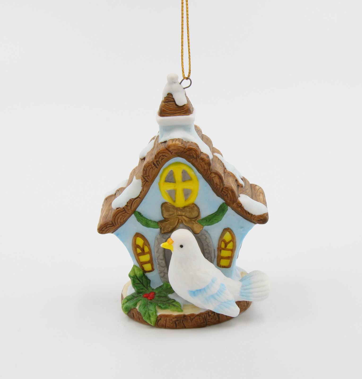 Ceramic Dove Bird with Birdhouse Light Cover Ornament Home Décor Gift for Her Mom Christmas tree Décor Wall Decor