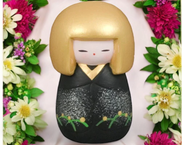 Ceramic Earthenware Mini Japanese Geisha Doll with Gold Hair Figurine Japanese Decor Love Japan Japanese Culture Gift