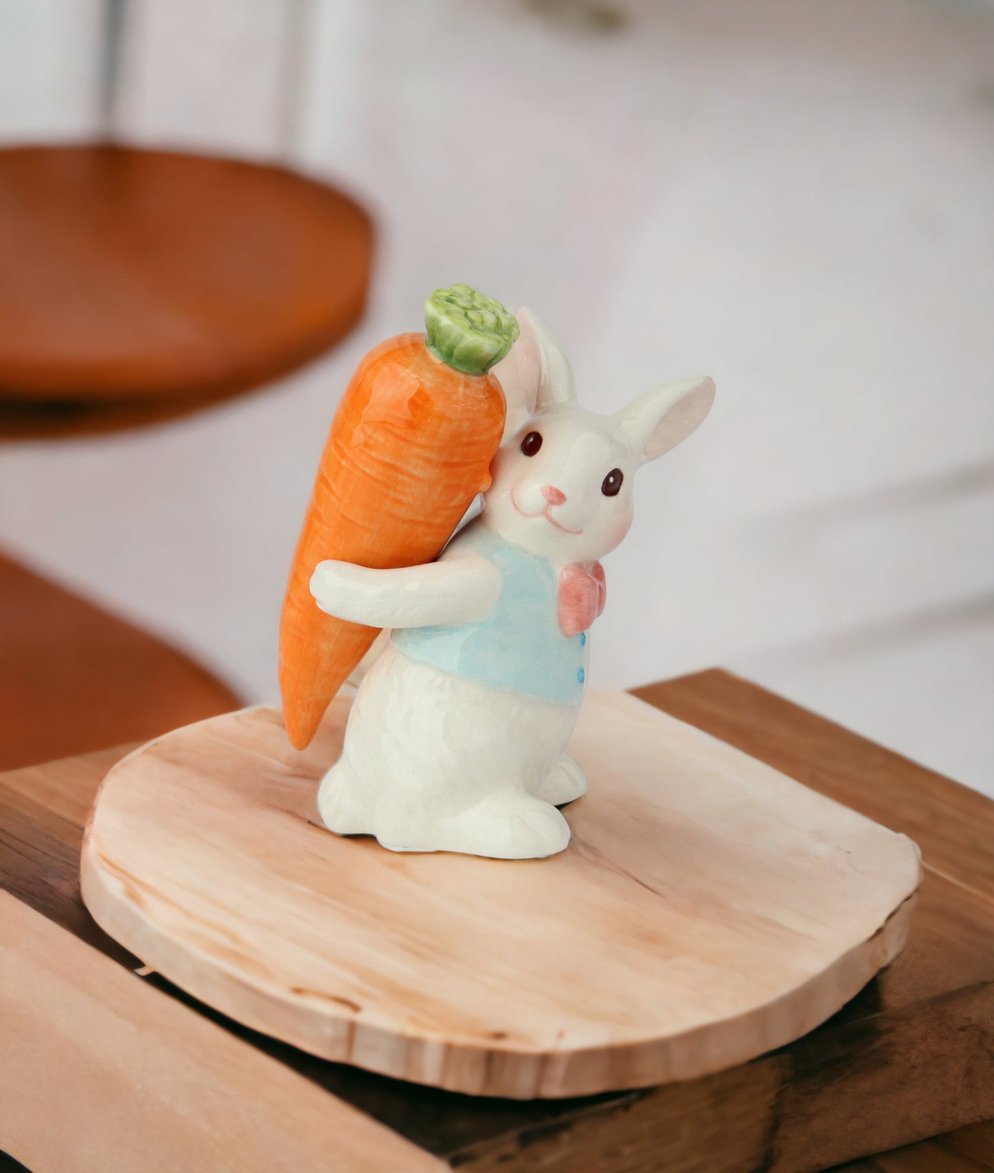 Ceramic Easter Bunny Rabbit Carrying Carrot Stick Salt and Pepper Shakers Gift for Her Gift for Mom Kitchen Décor