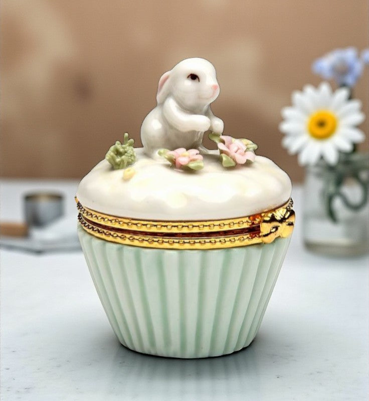 Ceramic Easter Bunny Rabbit Hinge Box Home Décor Gift for Her Gift for Mom Bathroom Décor Spring Decor Easter Decor