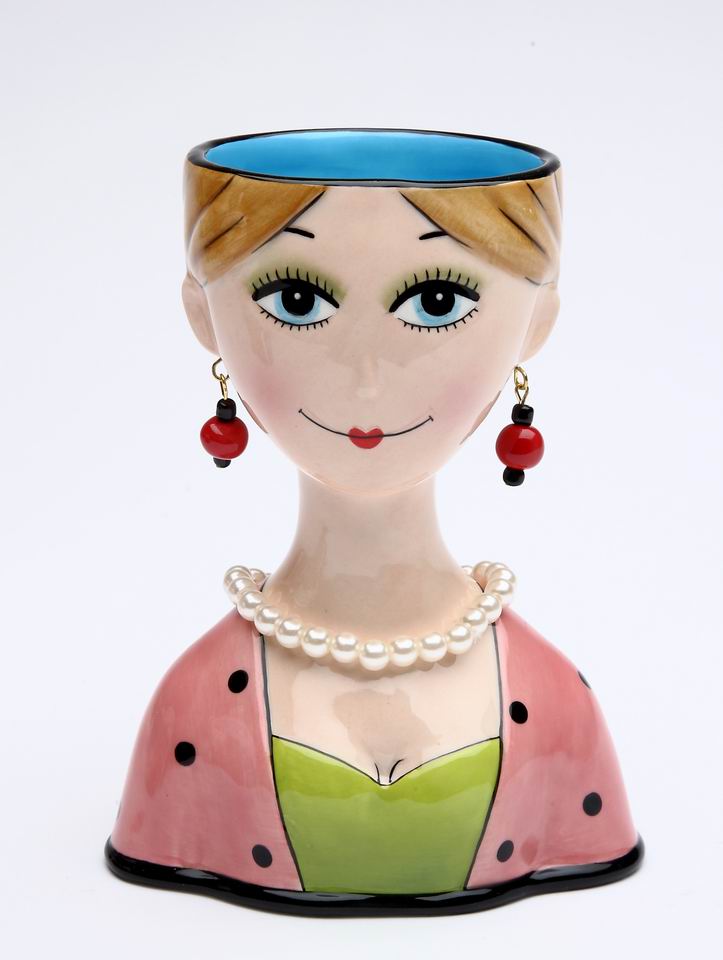 Ceramic Elegant Lady Vase or Makeup Brush Holder Home Décor Gift for Her Mom Friend or Coworker Vanity Décor - vase