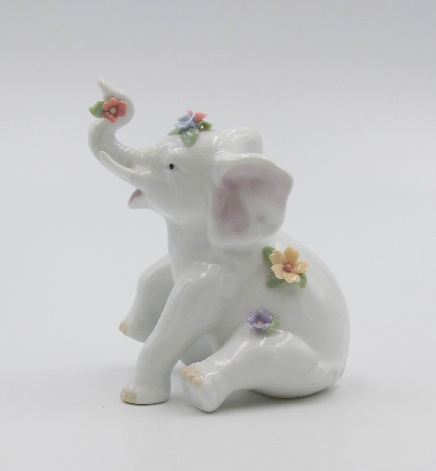 Ceramic Elephant with Flowers Figurine Home Décor Gift for Her Gift for Mom Bathroom Décor Vanity Décor Wedding Table