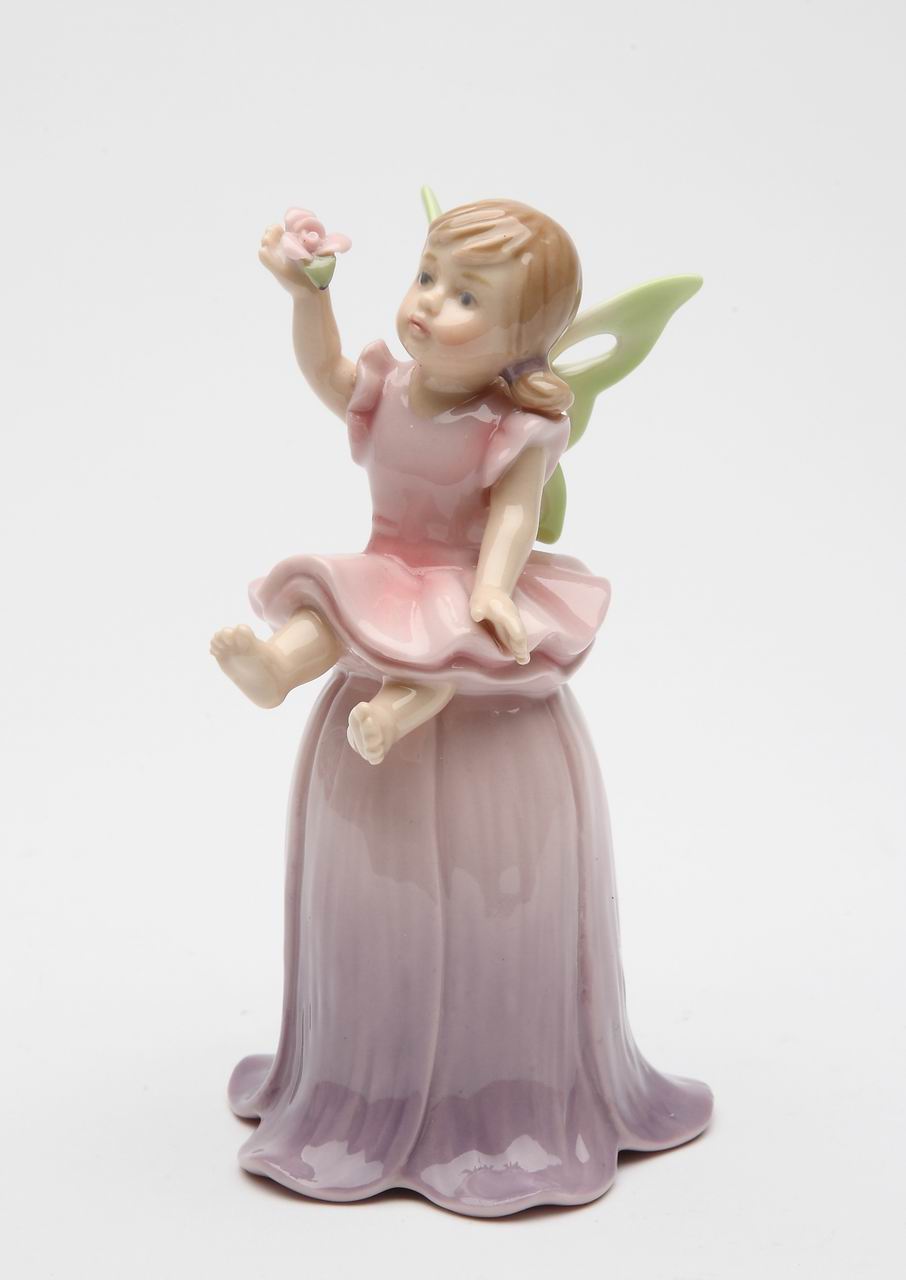 Ceramic Fairy on Flower Bell Home Décor Gift for Her Gift for Mom Gift for Daughter Nature Lover Gift Vintage Decor