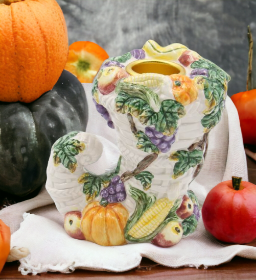 Ceramic Fall Harvest Candle Holder Home Décor Gift for Her Gift for Mom Farmhouse Kitchen Décor Fall Décor Thanksgiving