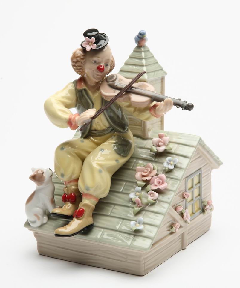 Ceramic Fiddler on the Roof Clown Music Box Home Décor Gift for Her Gift for Mom Kitchen Décor - Music box