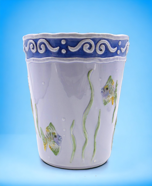 Ceramic Fish Theme Plant Pot Home Décor Gift for Her Gift for Mom Kitchen Décor - Trash bin