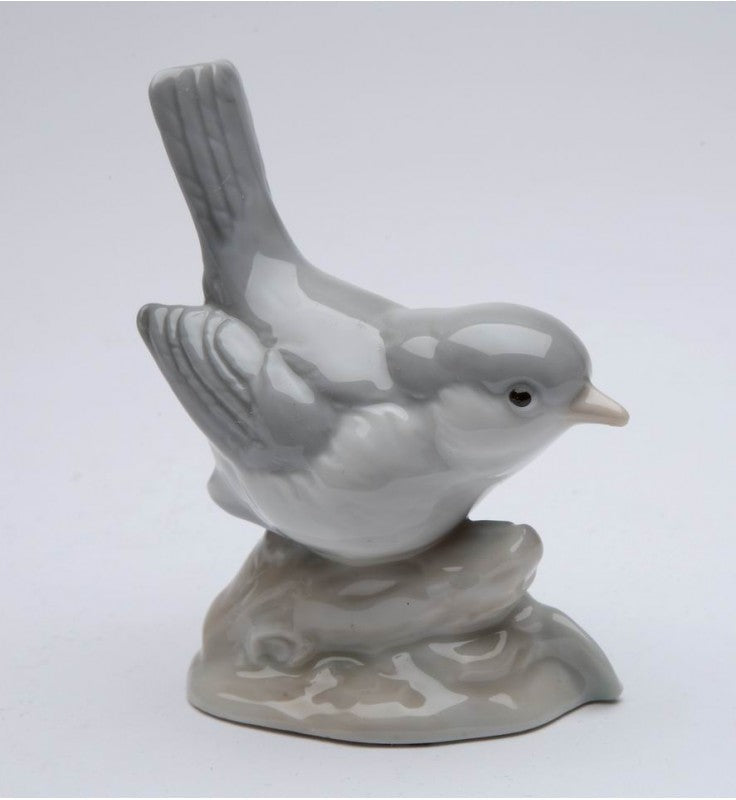 Ceramic Gray Bird Figurine Gift for BIrdwatcher Gift for Her Gift for Mom Home Decor - Figurine