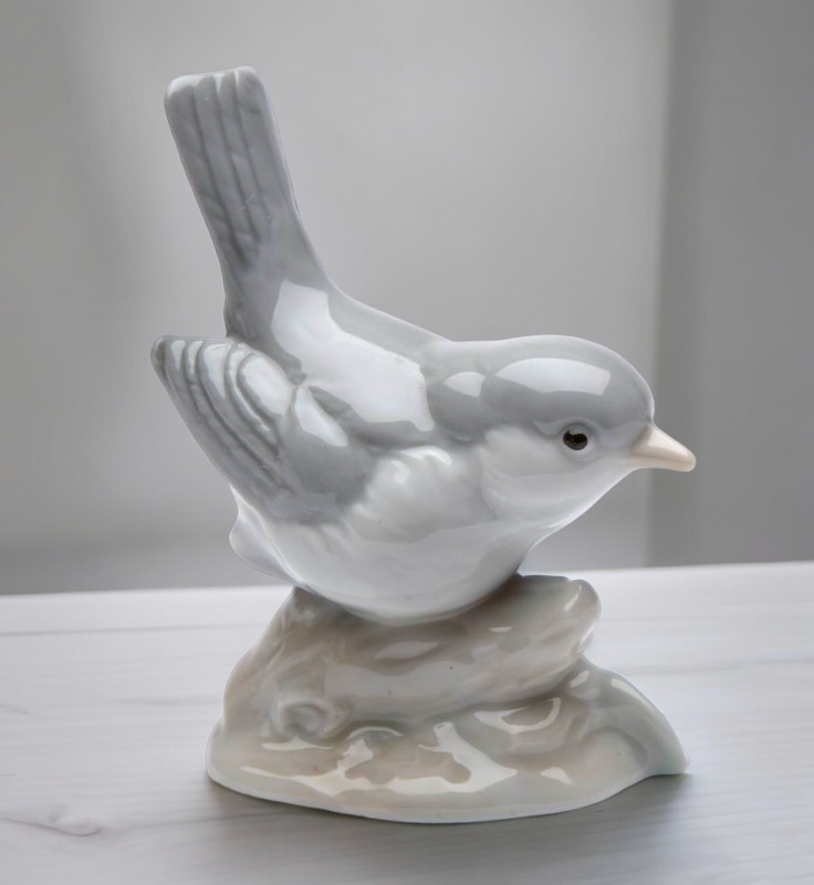 Ceramic Gray Bird Figurine Gift for BIrdwatcher Gift for Her Gift for Mom Home Decor - Figurine