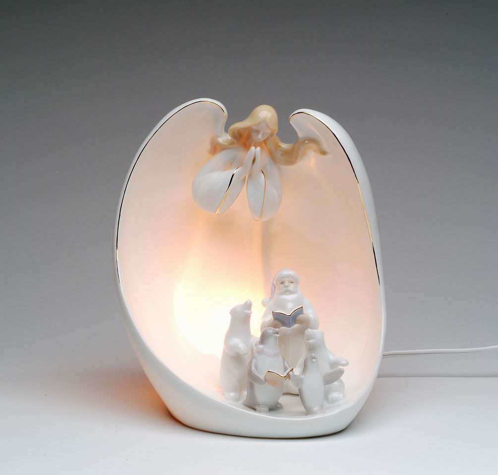 Ceramic Guardian Angel Christmas Carols Night Light Home Décor Gift for Her Gift for Mom Religious Décor Christmas