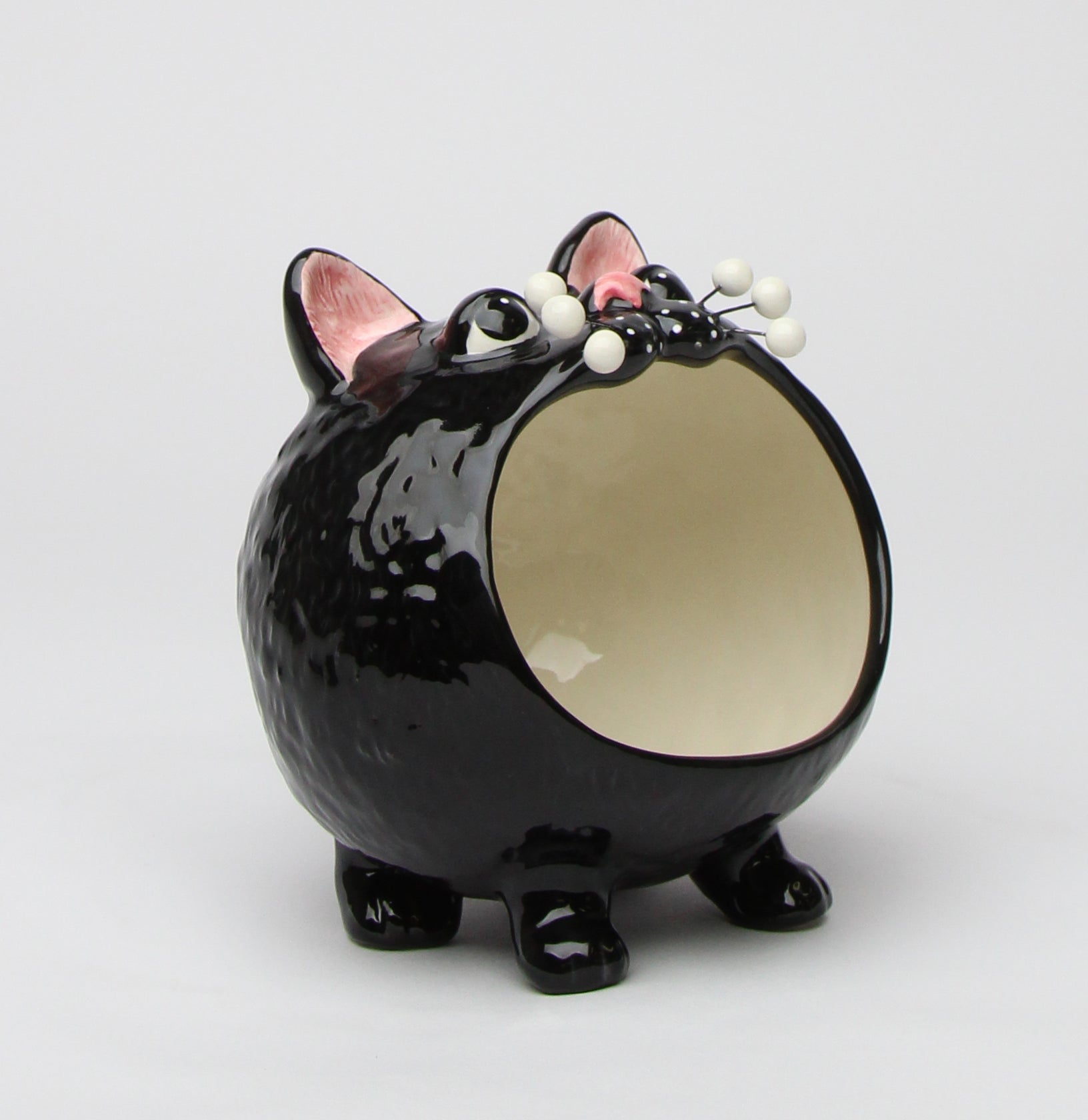 Ceramic Halloween Decor Black Cat Candy Bowl or Key Holder Home Décor Gift for Her Mom Kitchen Décor Cat Lovers Gift