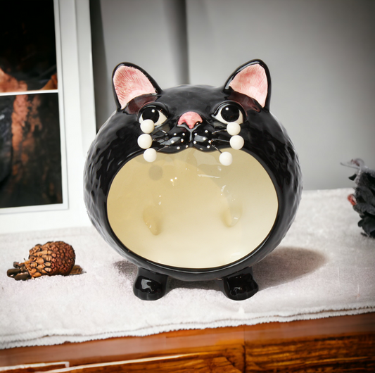 Ceramic Halloween Decor Black Cat Candy Bowl or Key Holder Home Décor Gift for Her Mom Kitchen Décor Cat Lovers Gift