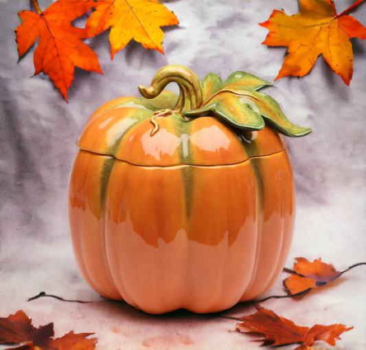 Ceramic Halloween Pumpkin Box-Large Kitchen Container Jar Home Décor Gift for Her Gift for Mom Kitchen Décor Fall Décor