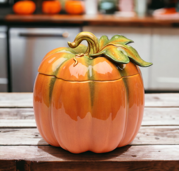 Ceramic Halloween Pumpkin Box-Large Kitchen Container Jar Home Décor Gift for Her Gift for Mom Kitchen Décor Fall Décor