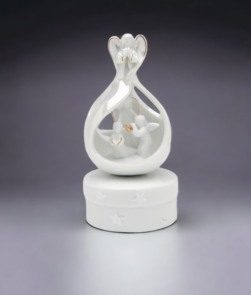 Ceramic Hearald Angel Sing Music Box Home Décor Religious Décor Religious Gift Church Décor Baptism Gift - Music Boxes