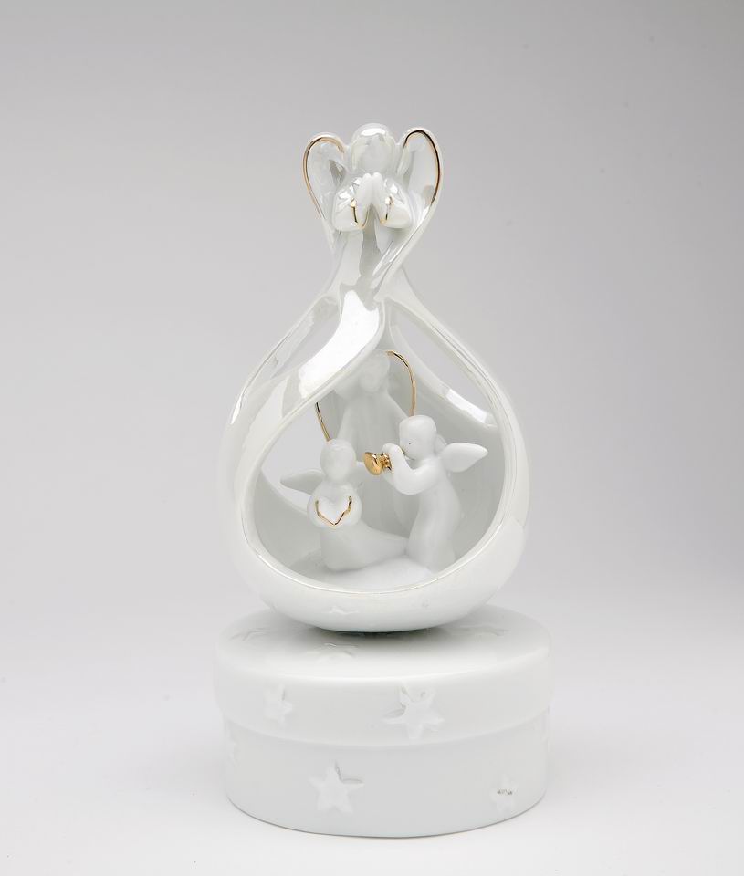Ceramic Hearald Angel Sing Music Box Home Décor Religious Décor Religious Gift Church Décor Baptism Gift - Music Boxes
