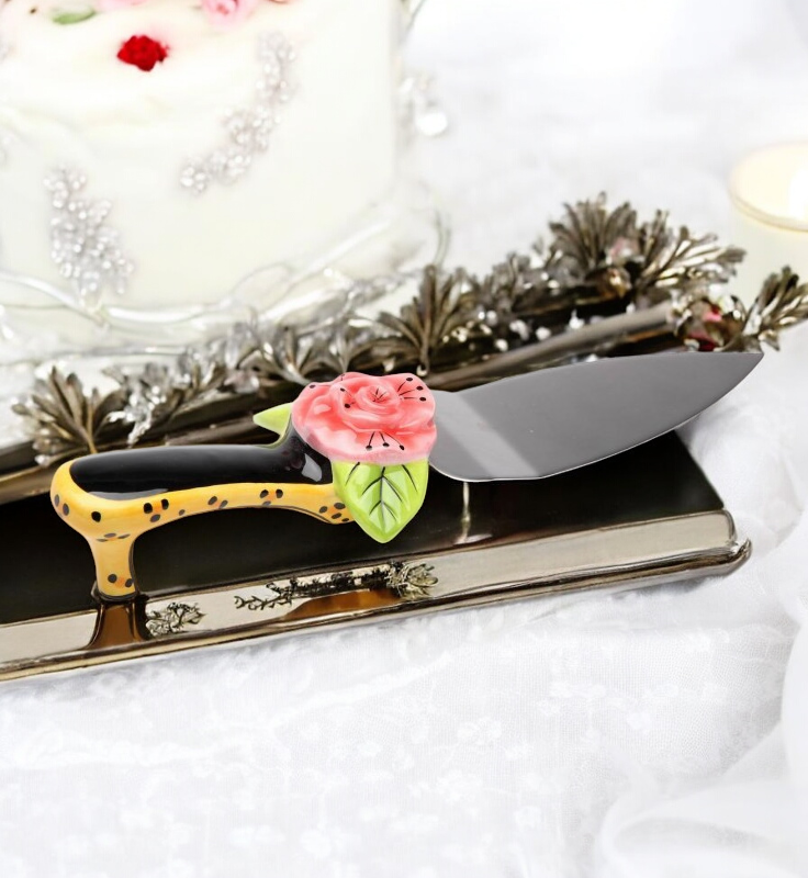 Ceramic High Heel Leopard Print Cake Server Birthday Party Decor Wedding Decor Shoe Lover Gift - cake server
