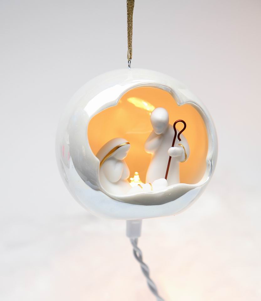 Ceramic Holy Family Globe Christmas Ornament Home Décor Religious Décor Religious Gift Church Décor Baptism Gift